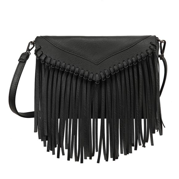Pu Leather Hobo Fringe Crossbody Tassel Purse Vintage Small Handbag >:) - Picture 1 of 7